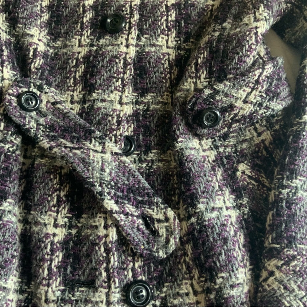 American Rag Women’s Creme/Black/Purple Winter Coat - Picture 4 of 8